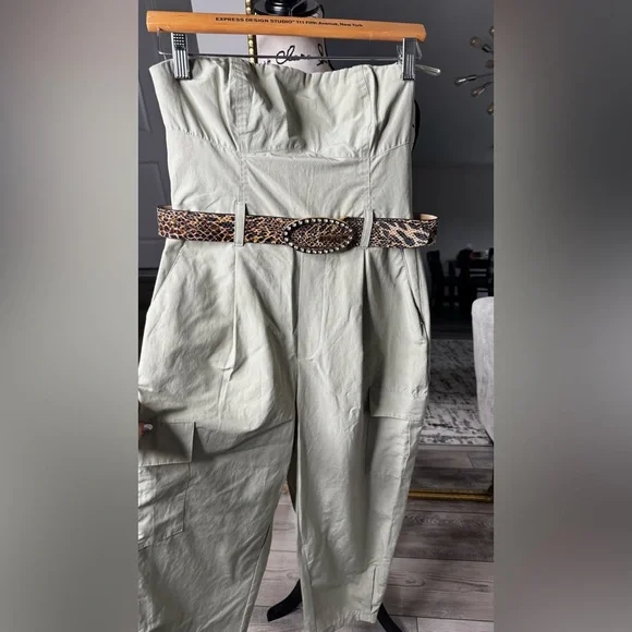 Zara Olive Green Zara Long Cargo Jumpsuit - Picture 2 of 12